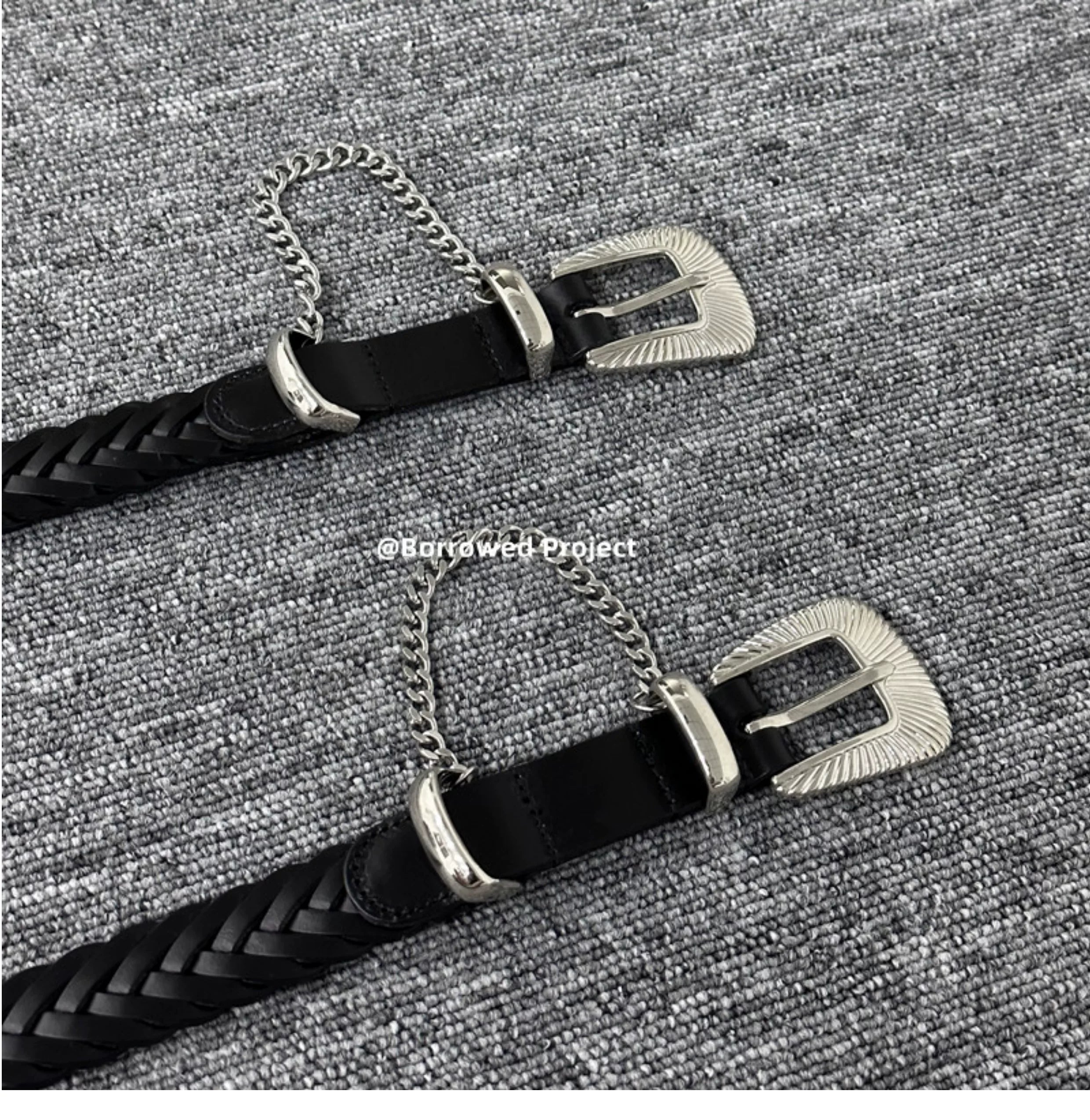 Borrowed Project Vintage Cowhide Woven Belt