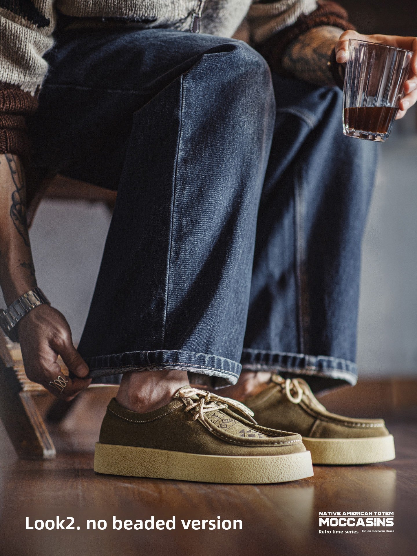 MADEN | Suede Lace-Up Chunky Moccasin Shoe