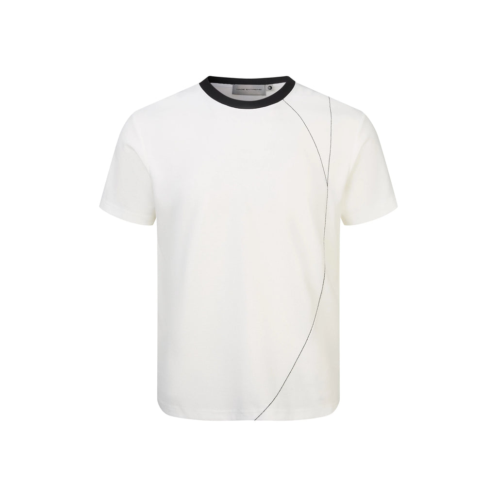 EME Contrasting Lines Casual Front Shoulder Tee