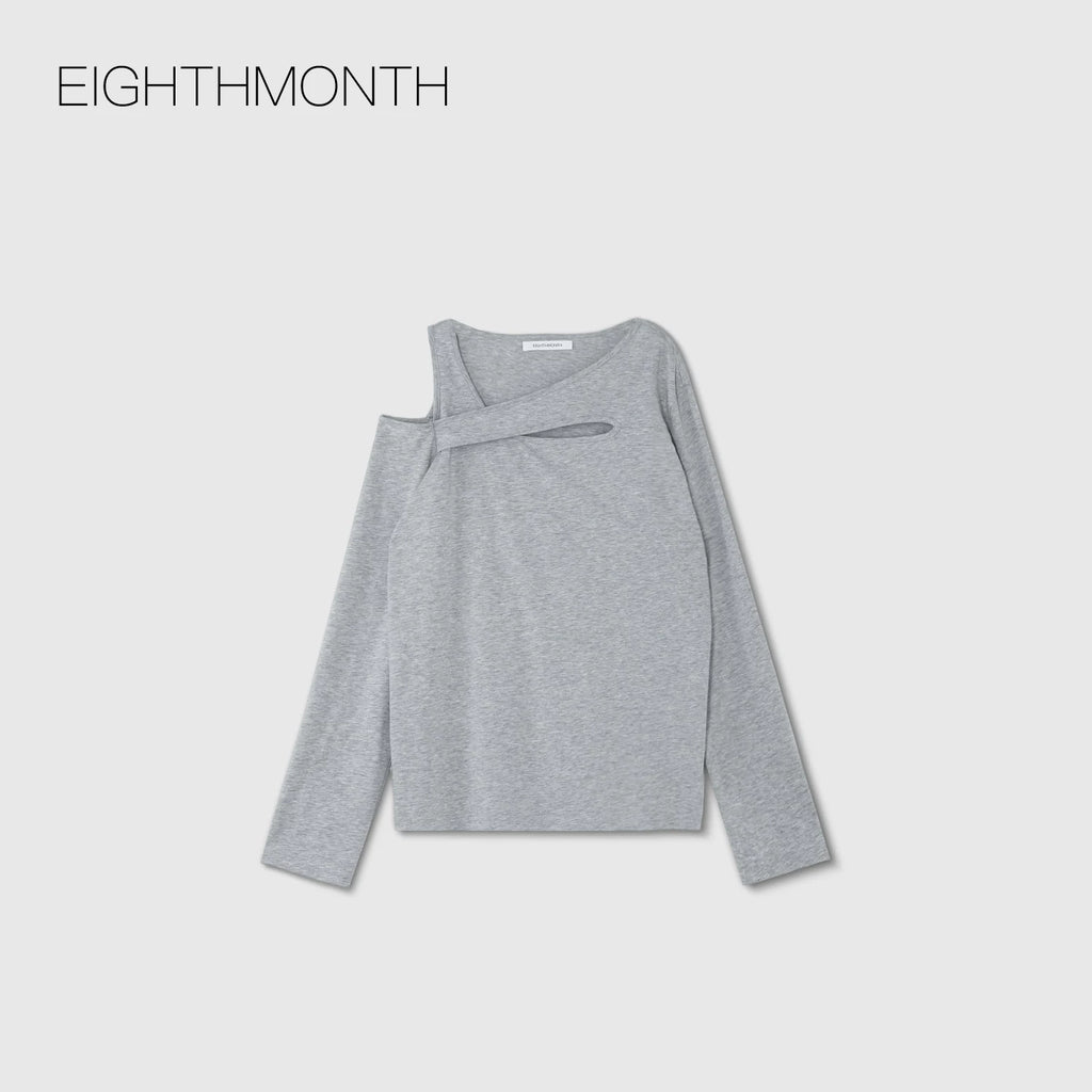 EIGHTHMONTH Slash Shoulder Hollow Loose Long Sleeve