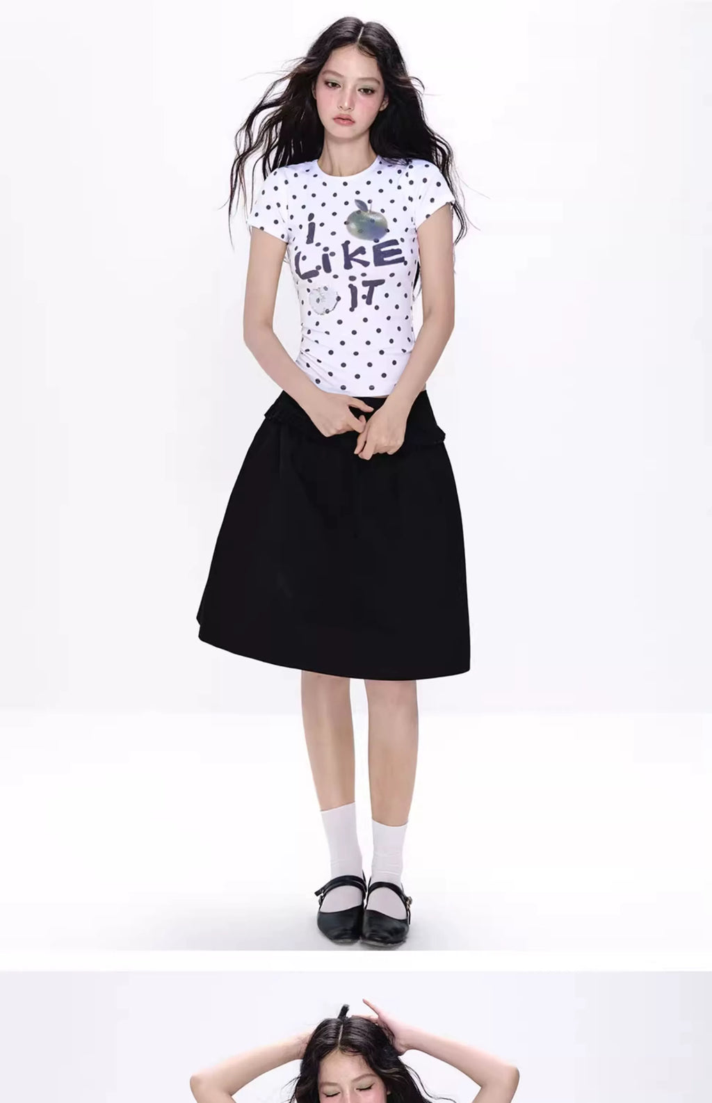 NECY Versatile Loose Casual A-word Skirt Vertical Short Skirt
