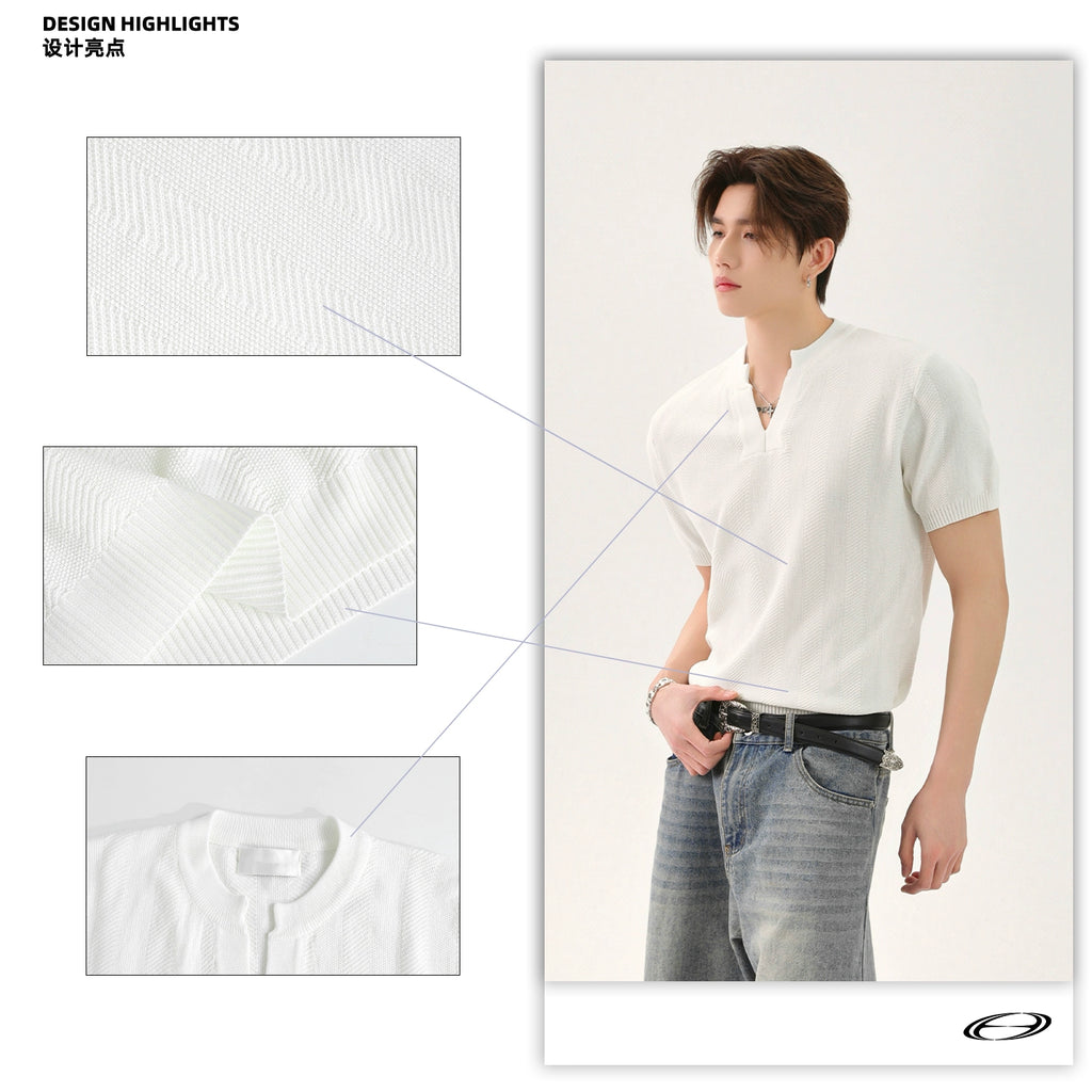 TURNTIDE Niche V-neck Knitted Tee