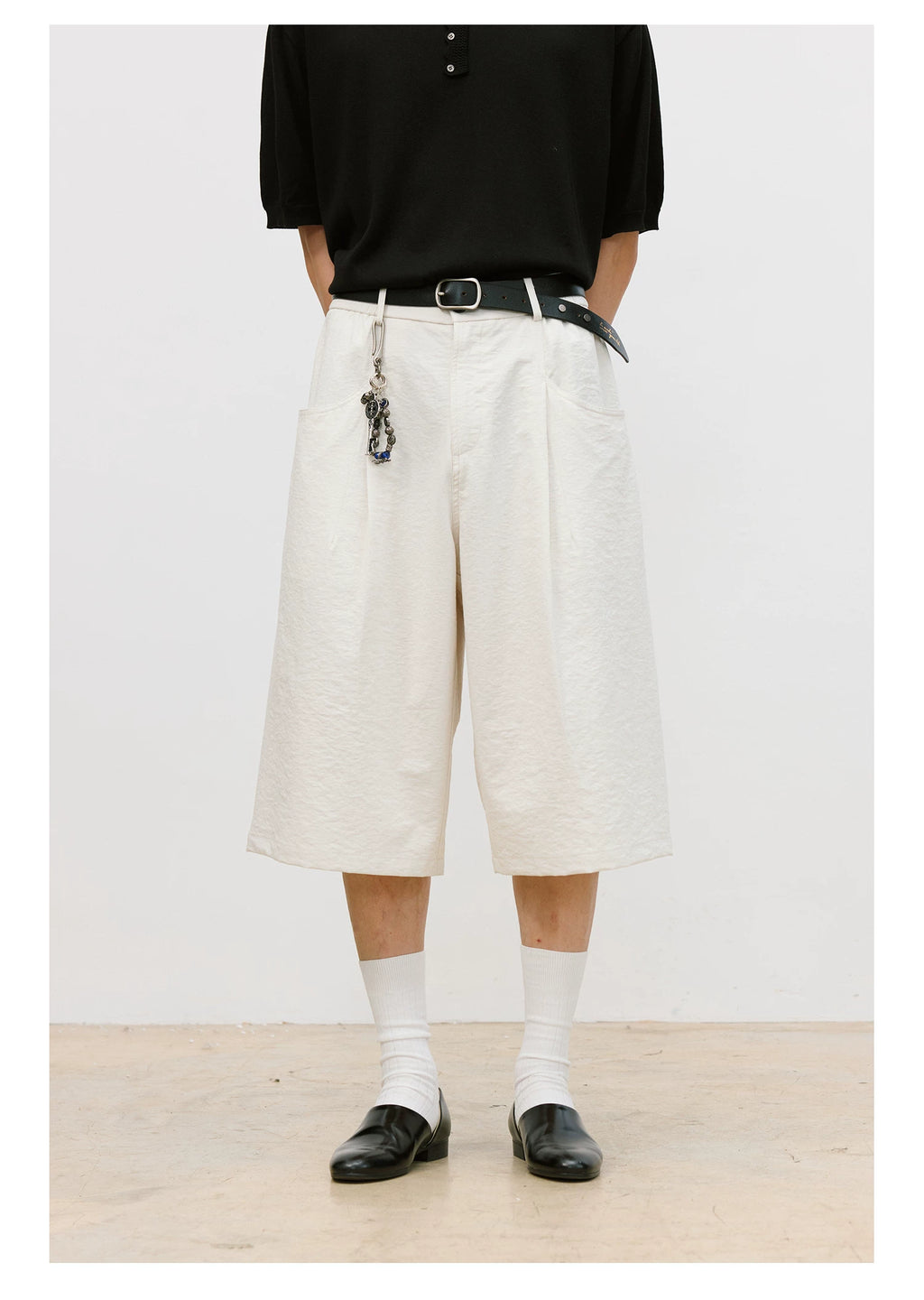 LR MADE Pleated Simple Seven-point Shorts