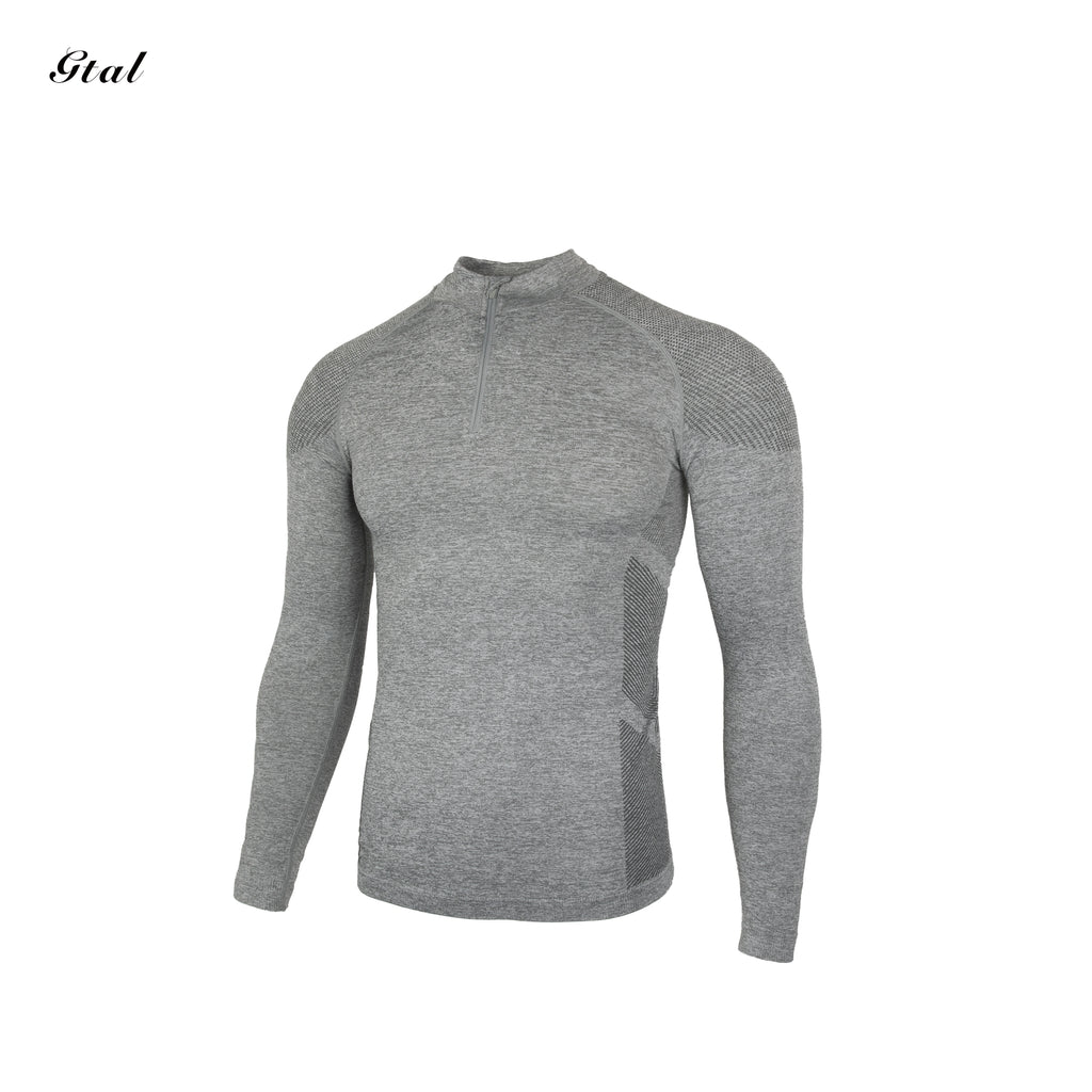GTAL Seamless Jacquard Zipper Sports Quick-Drying Slim-Fit T-Shirt