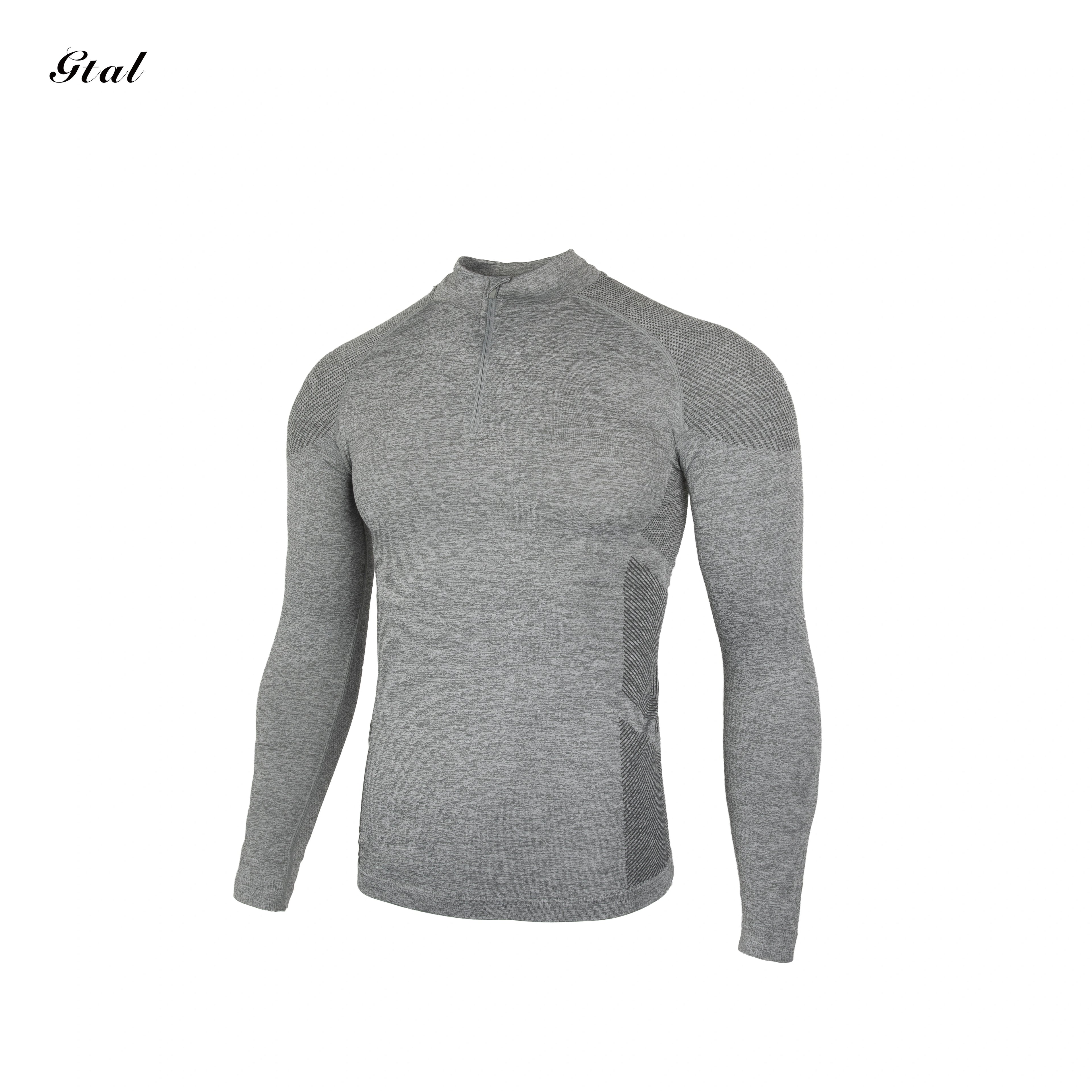 GTAL Seamless Jacquard Zipper Sports Quick-Drying Slim-Fit T-Shirt