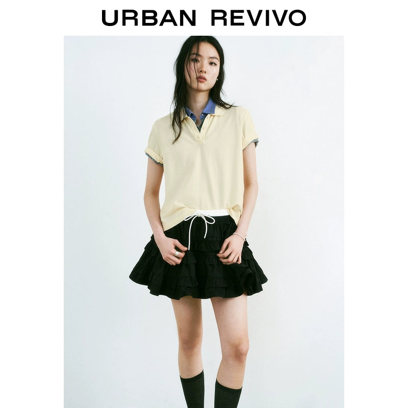 URBAN REVIVO Nautical Casual Simple Versatile Polo Shirt