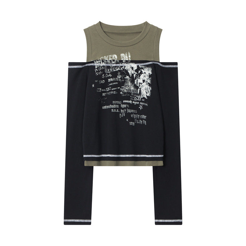 Nariele Babes Plaid Suspender Long Sleeve Top