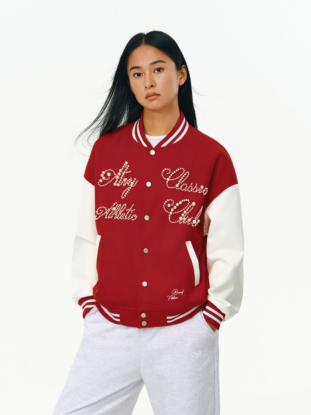ATRY Letter Beaded Vintage Contrasting Jacket