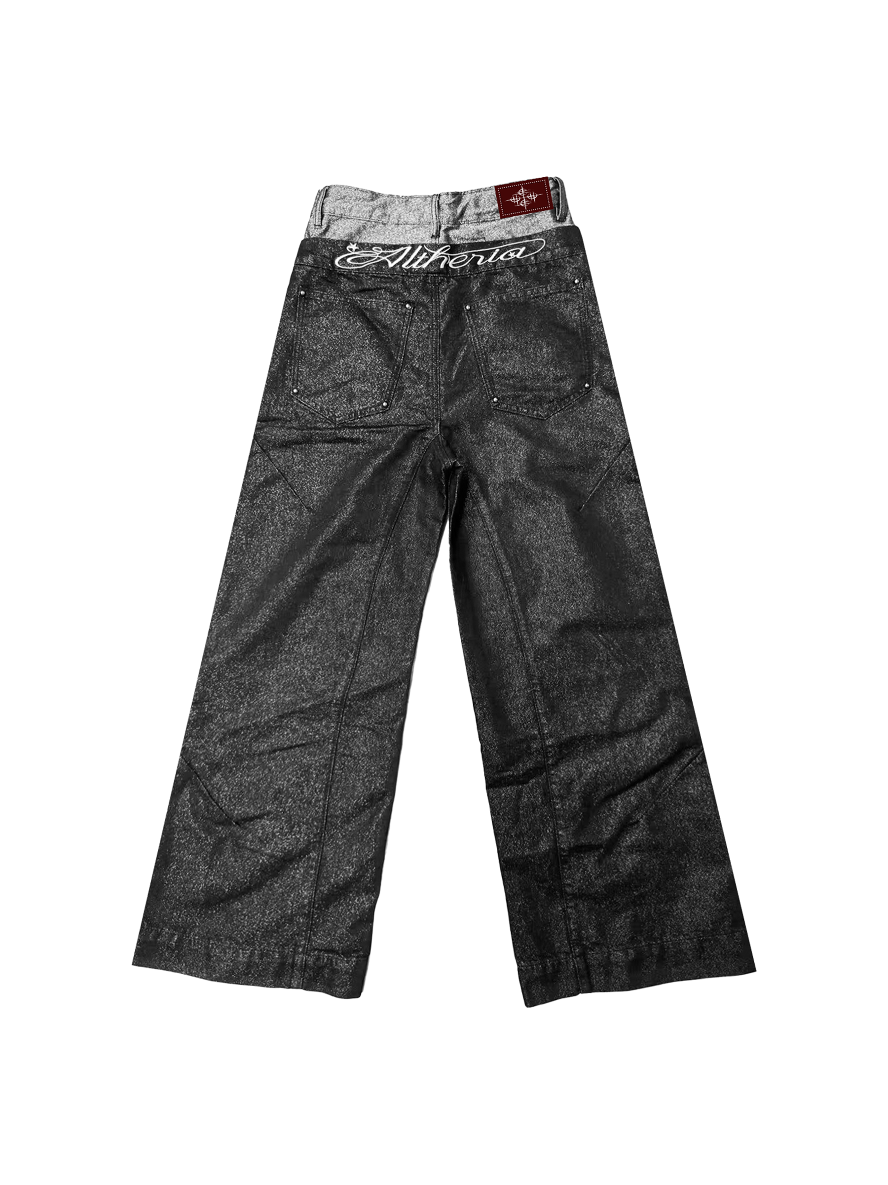 DETW Double Waist Splicing Original Cow Straight Jeans