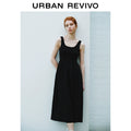 URBAN REVIVO Simple Splicing Waist Vest Suspender Dress