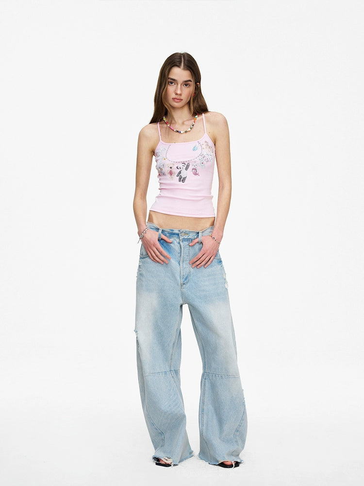 BGT Cartoon Print U-neck Vest