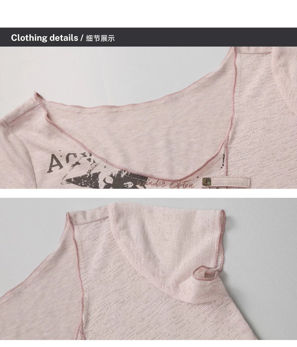 Girlyhalo Vintage Large Crewneck Shoulder-length Slim Tee