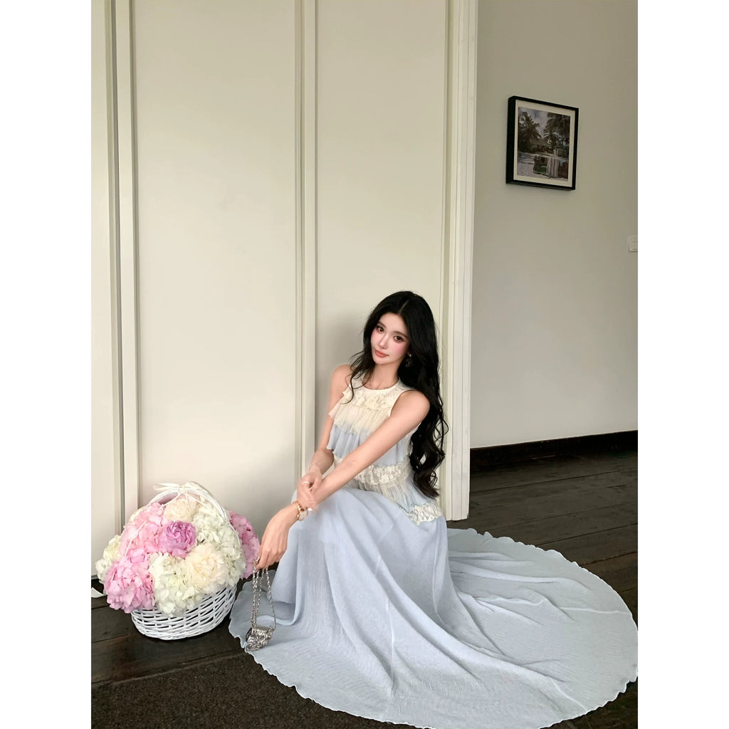 Barb Chill Sleeveless Lace Top Dress Set