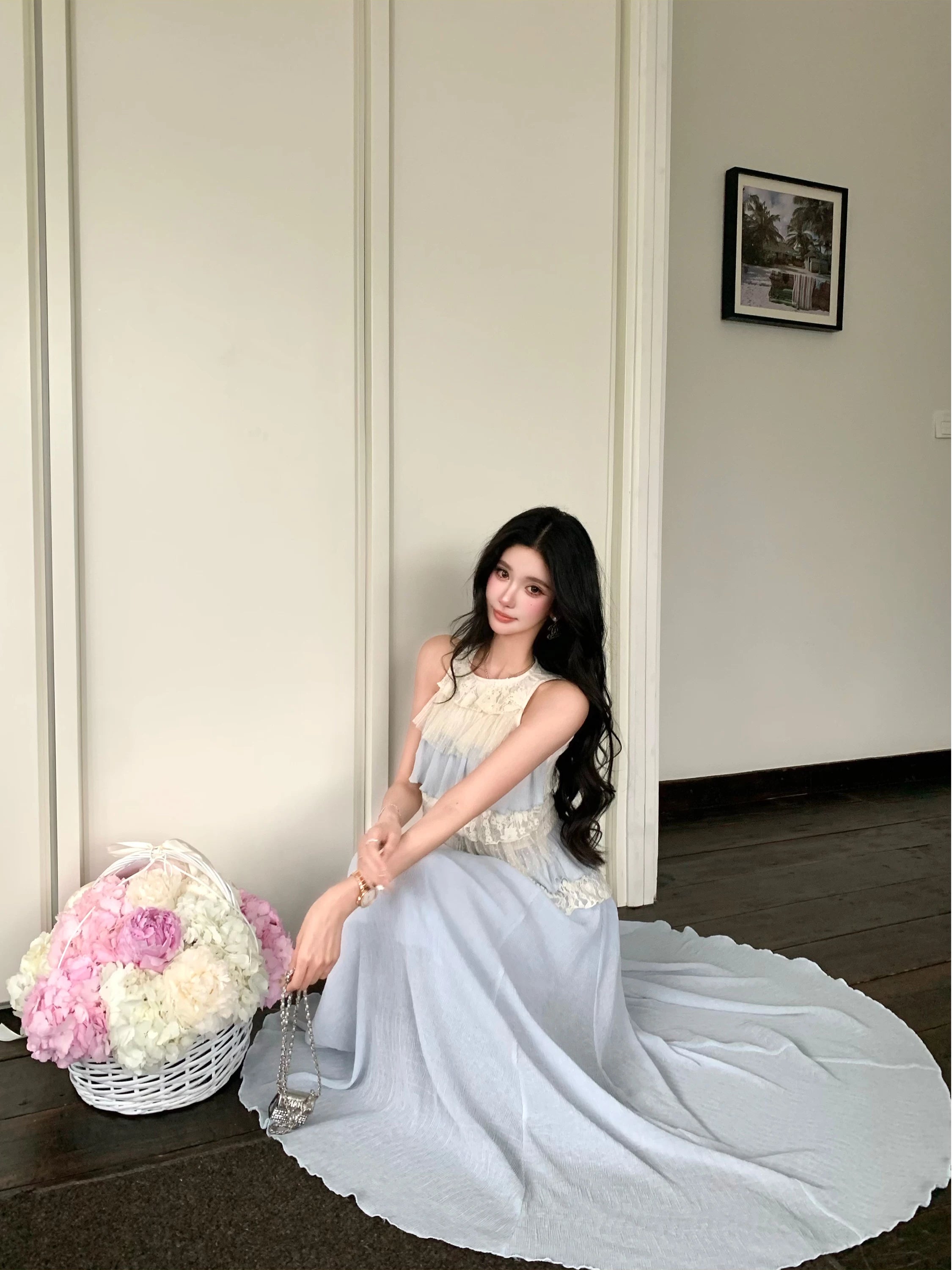 Barb Chill Sleeveless Lace Top Dress Set