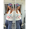 CCYE Letter Print Front Shoulder Crew Neck Long Sleeve