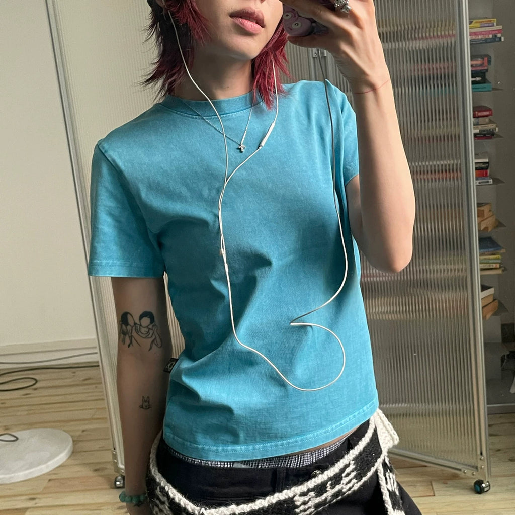 MMBBT Shoulder Short Versatile Casual Round Neck Tee