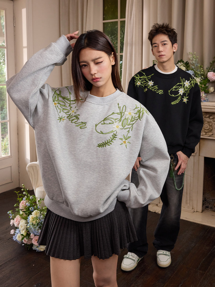 Harshandcruel handwritten flower winding Sweater