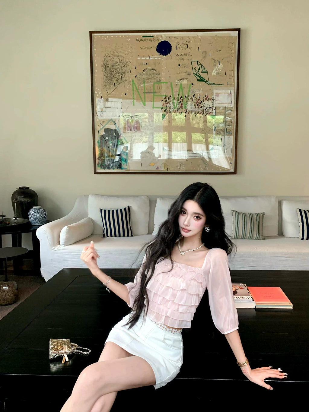 Barb Chill A Pleated Chiffon Top