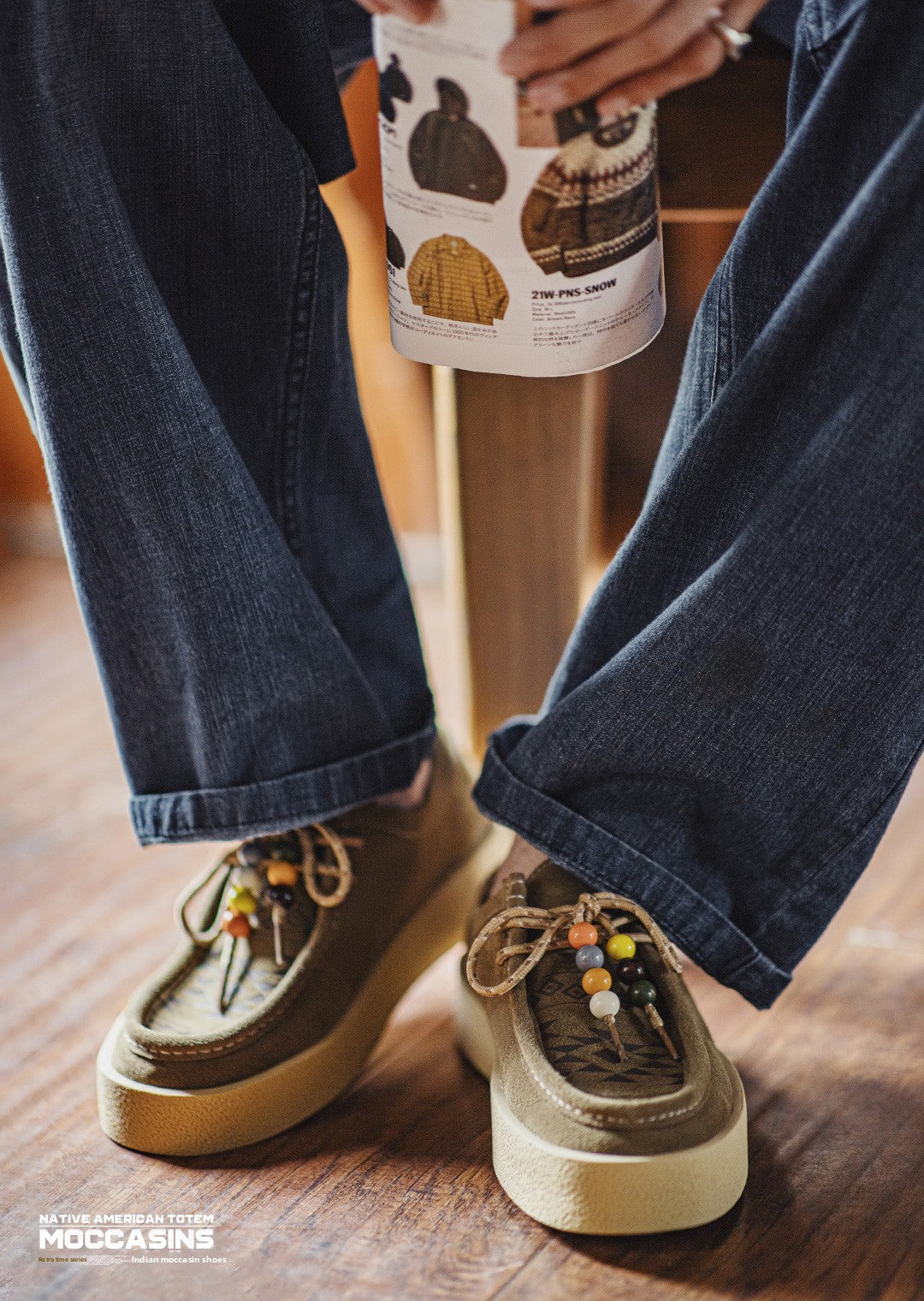 MADEN | Suede Lace-Up Chunky Moccasin Shoe