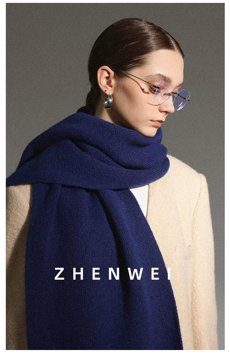 ZHENWEI 100% Wool Enlarged and Widened Knitted Long Scarf