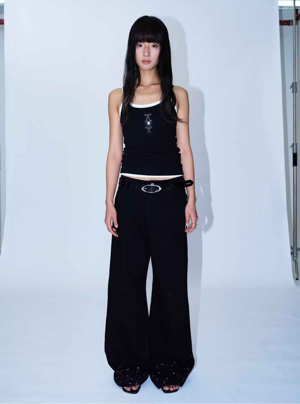 FUNKYFUN Starry Sky Shining Ink Printing Design Twill Jeans