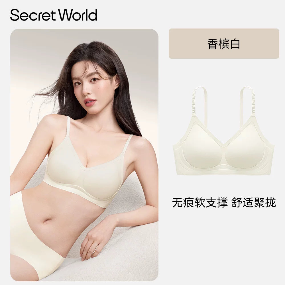 SecretWorld Breathable Non-Marking Spaghetti Strap Bra