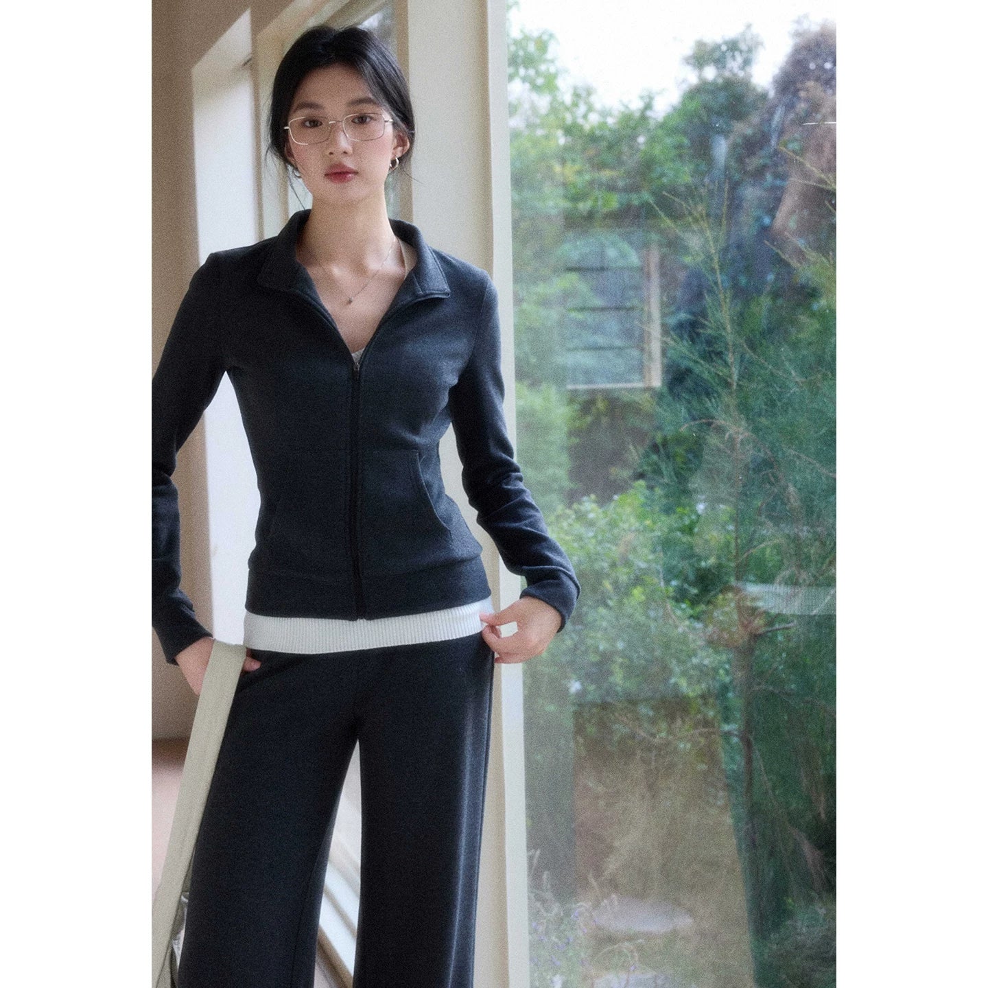 TYANG Stand-up Collar Sports and Leisure Slim Suit