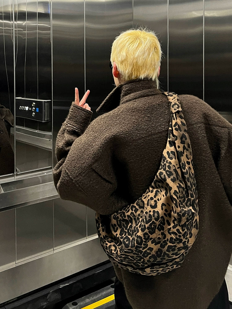 TZ Killer Leopard Print Pleated Versatile Arc Crescent Bag