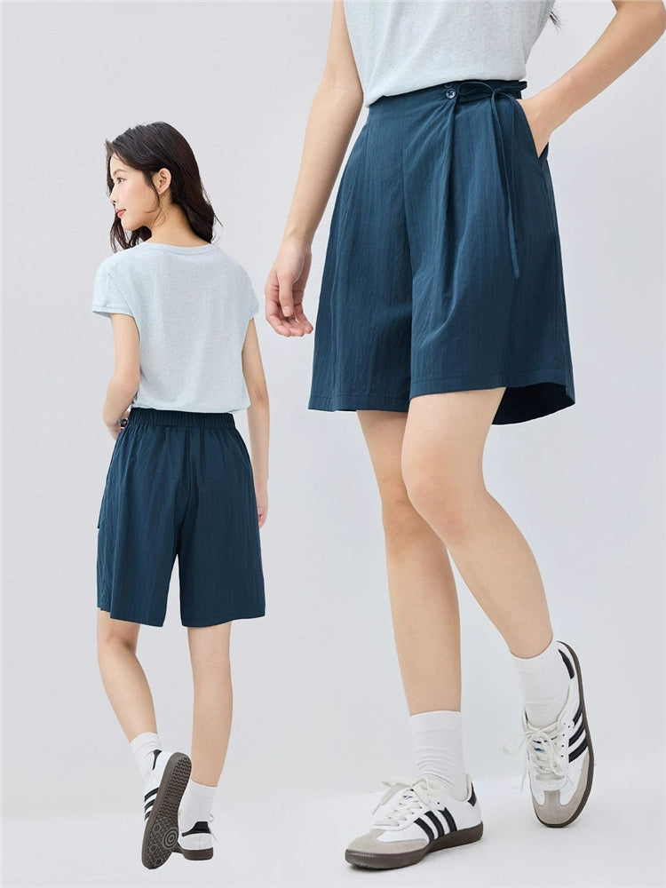 Giordano Strap-on Semi-elastic Waist Wide-leg Shorts