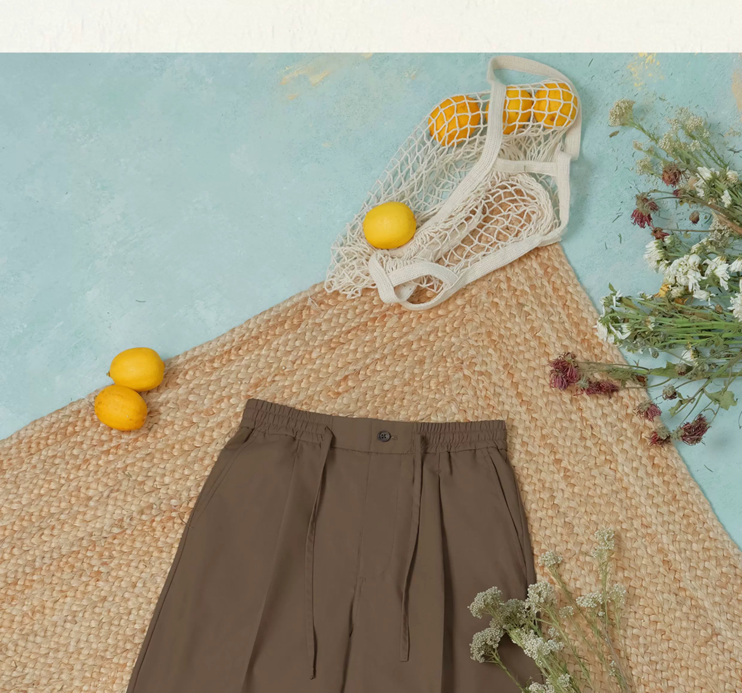 CULTUM Lazy Drawstring Single-pleated Straight-leg Loose Shorts