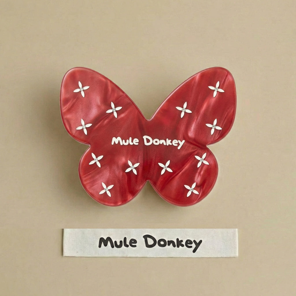 Mule Donkey Red Butterfly New Year's Lucky Ingot Bangs Clip