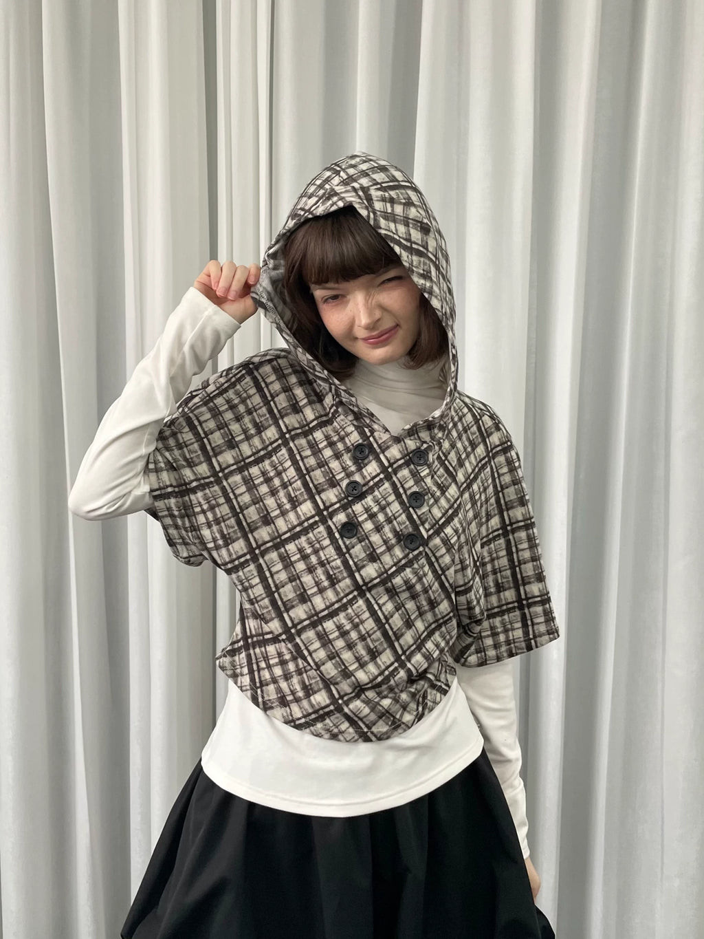 Loosesmell Striped Stacked Hooded Short-sleeved Sweater Jacket