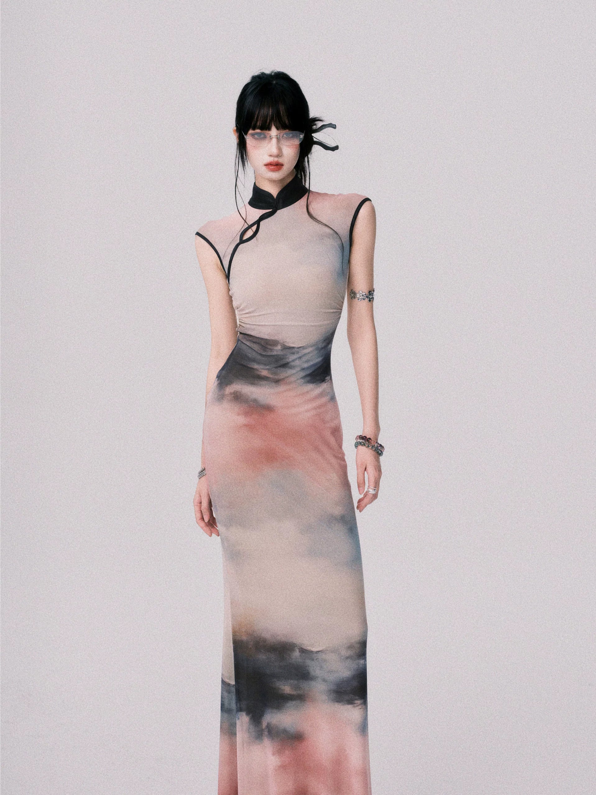 LULUSWINGS Ink Painting Stretch Cheongsam Dress