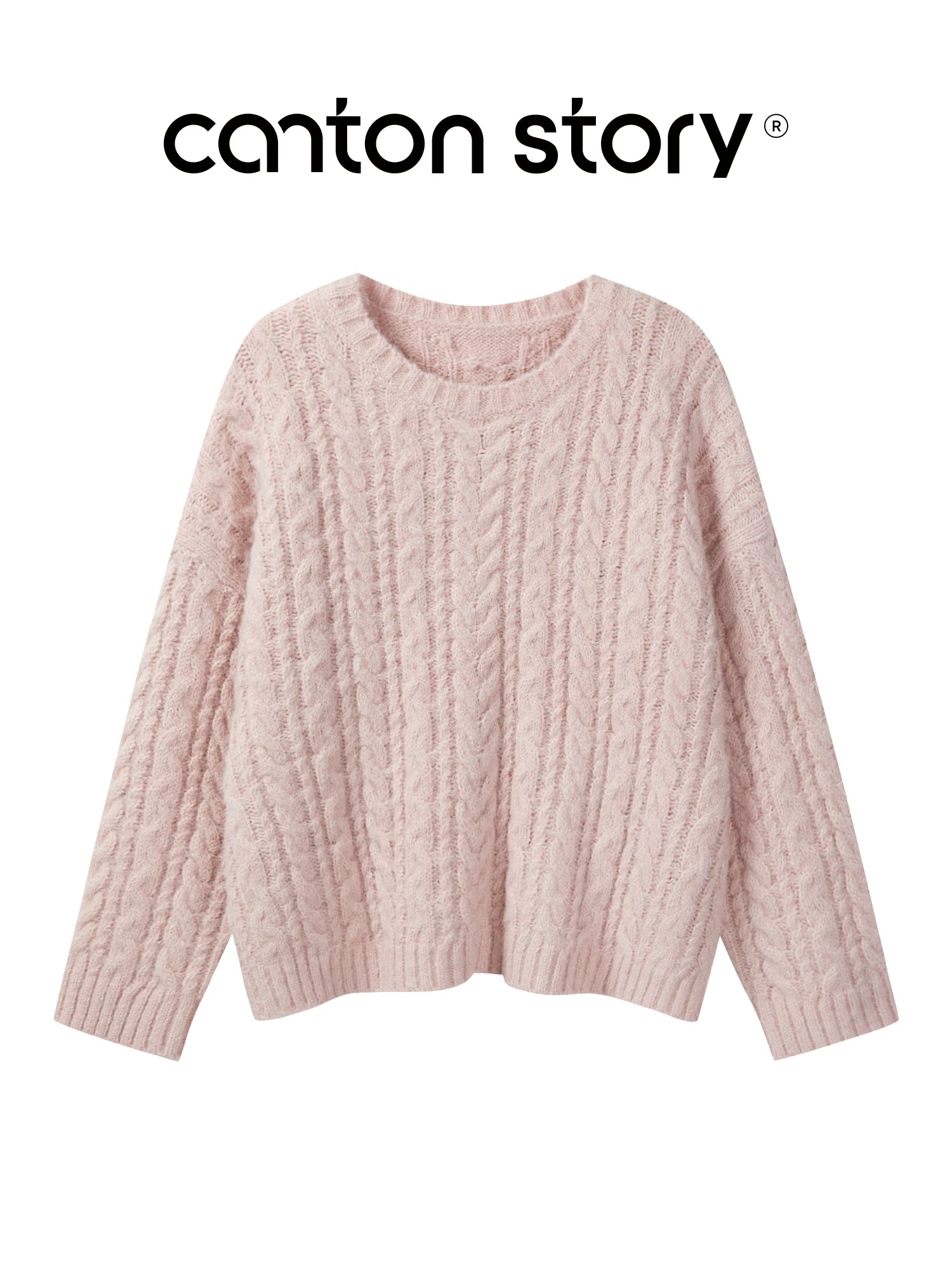 Cantonstory Lazy Crew Neck Knitted Sweater