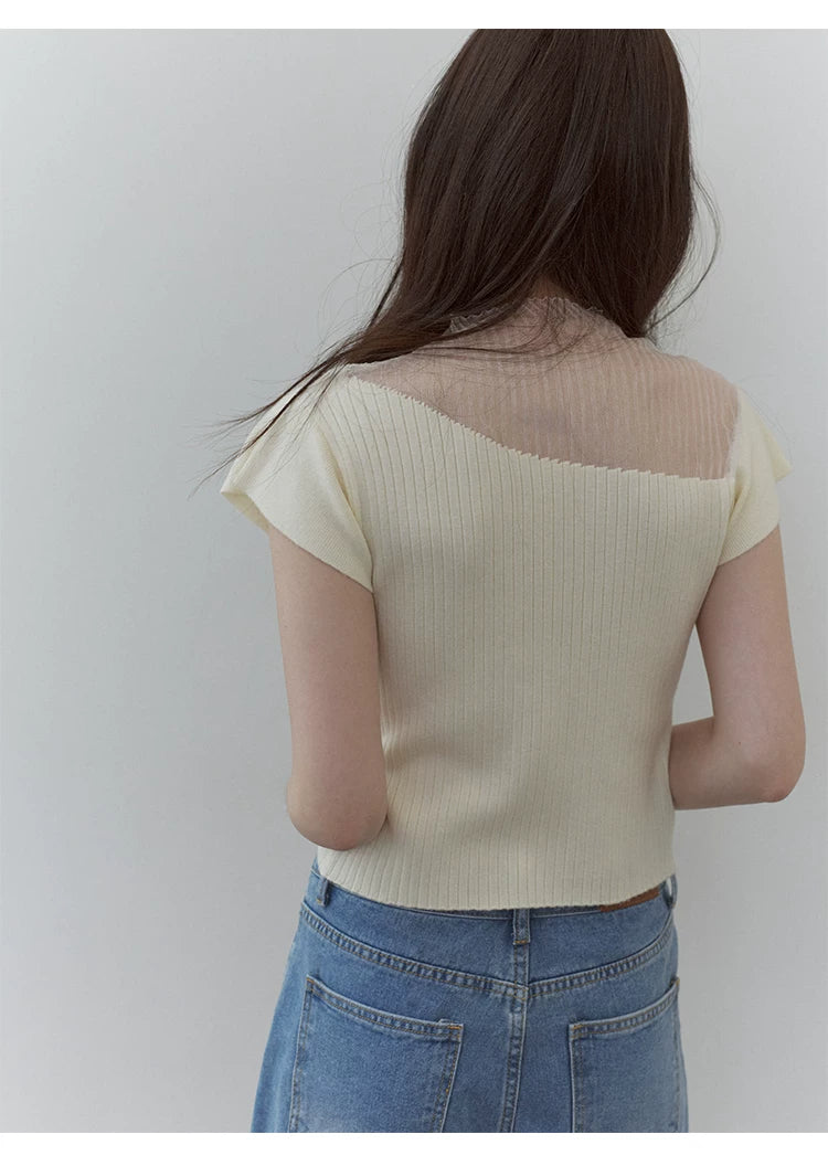 VOOE Irregular Splicing Printing Knitted Tee
