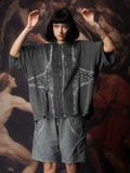 Imdelusion Cross 3D Imitation Leather Printing Tee