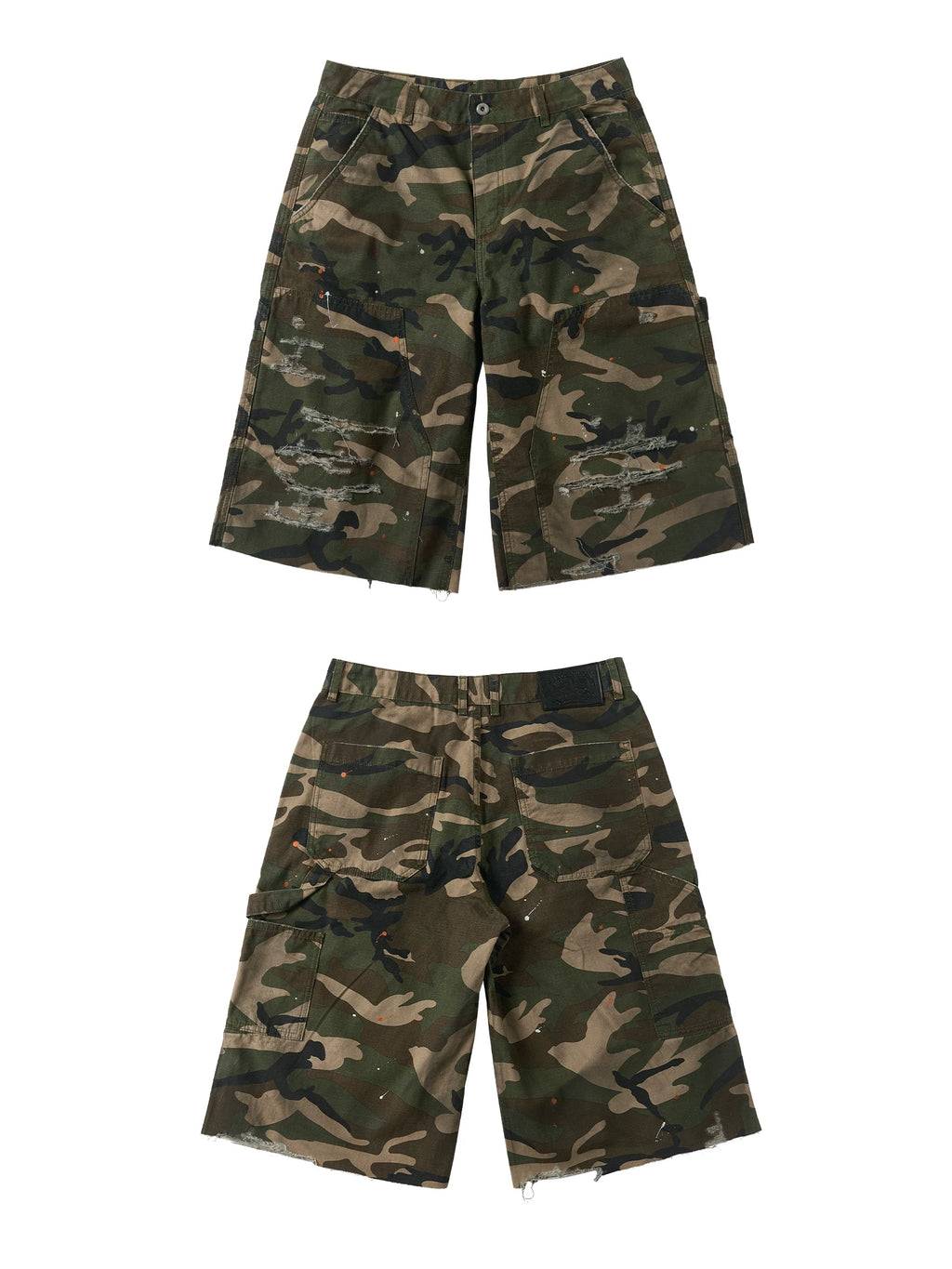 SAXGENWON Ink Splashing Camouflage Loose Tooling Shorts