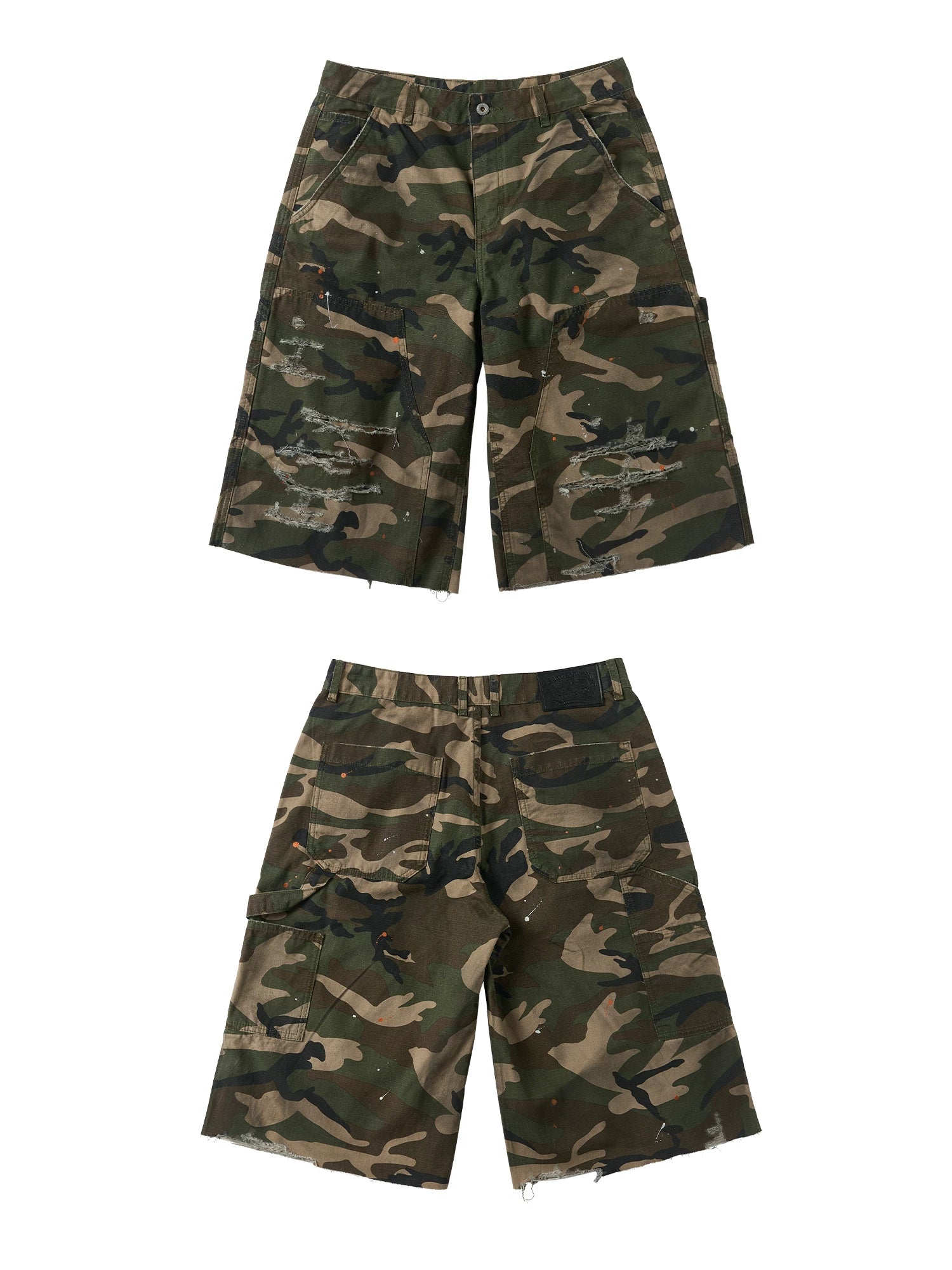 SAXGENWON Ink Splashing Camouflage Loose Tooling Shorts