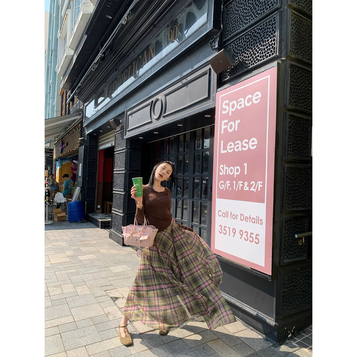 YOUNG KYLIN Contrasting Plaid Skirt