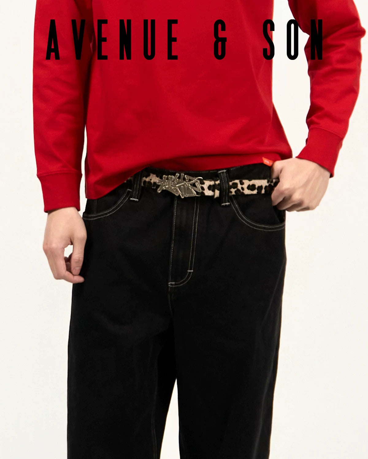AVENUESON Two-color Leopard Print Belt