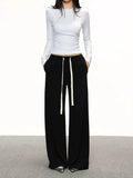 Cherrymelody Vintage High Waist Wide Leg Casual Straight Sweatpants