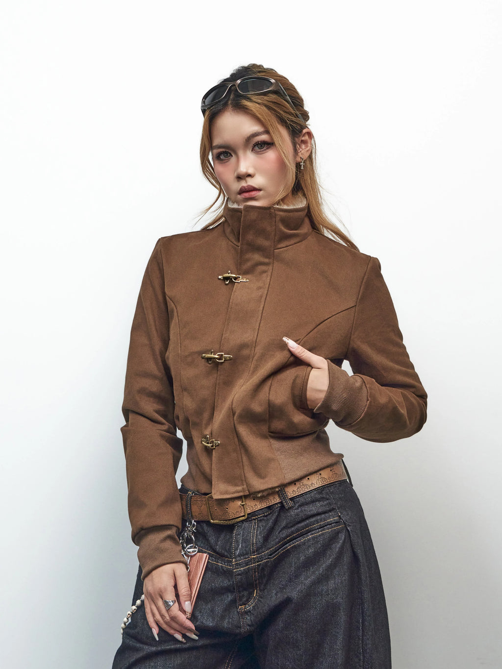 BF BORFEND Fur Collar Silm Short Jacket