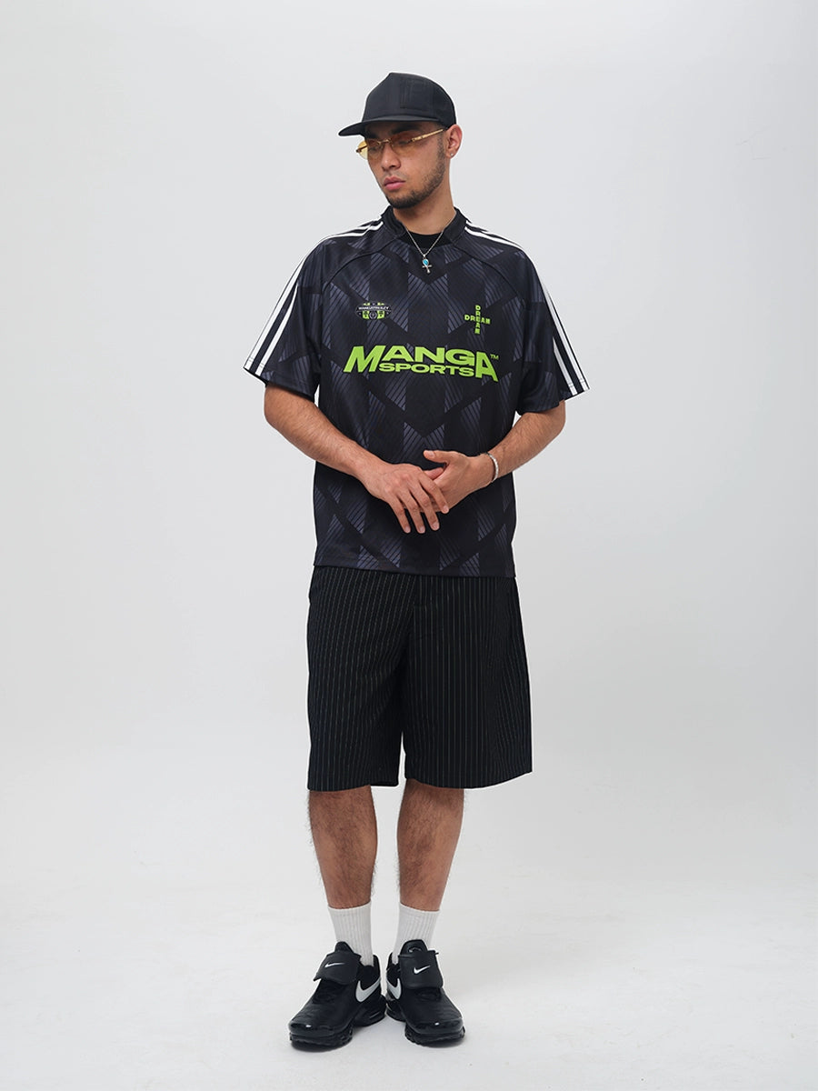 ComicTree Gradual Change Striped Football Jersey