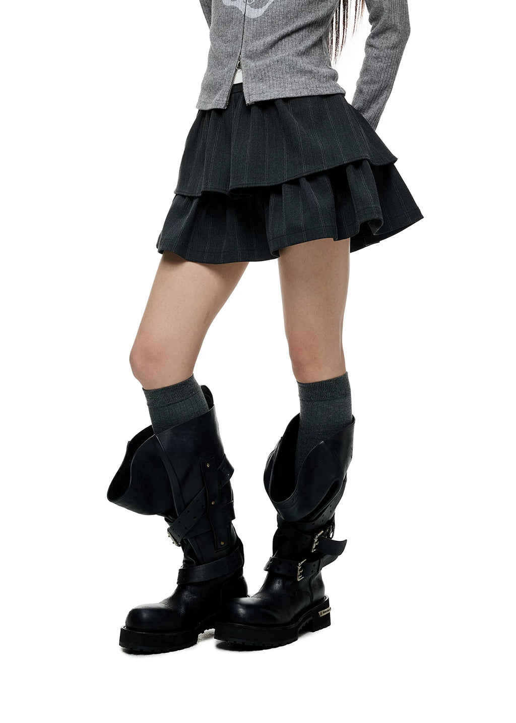 JIKOO Striped Suit Puffy Skirt