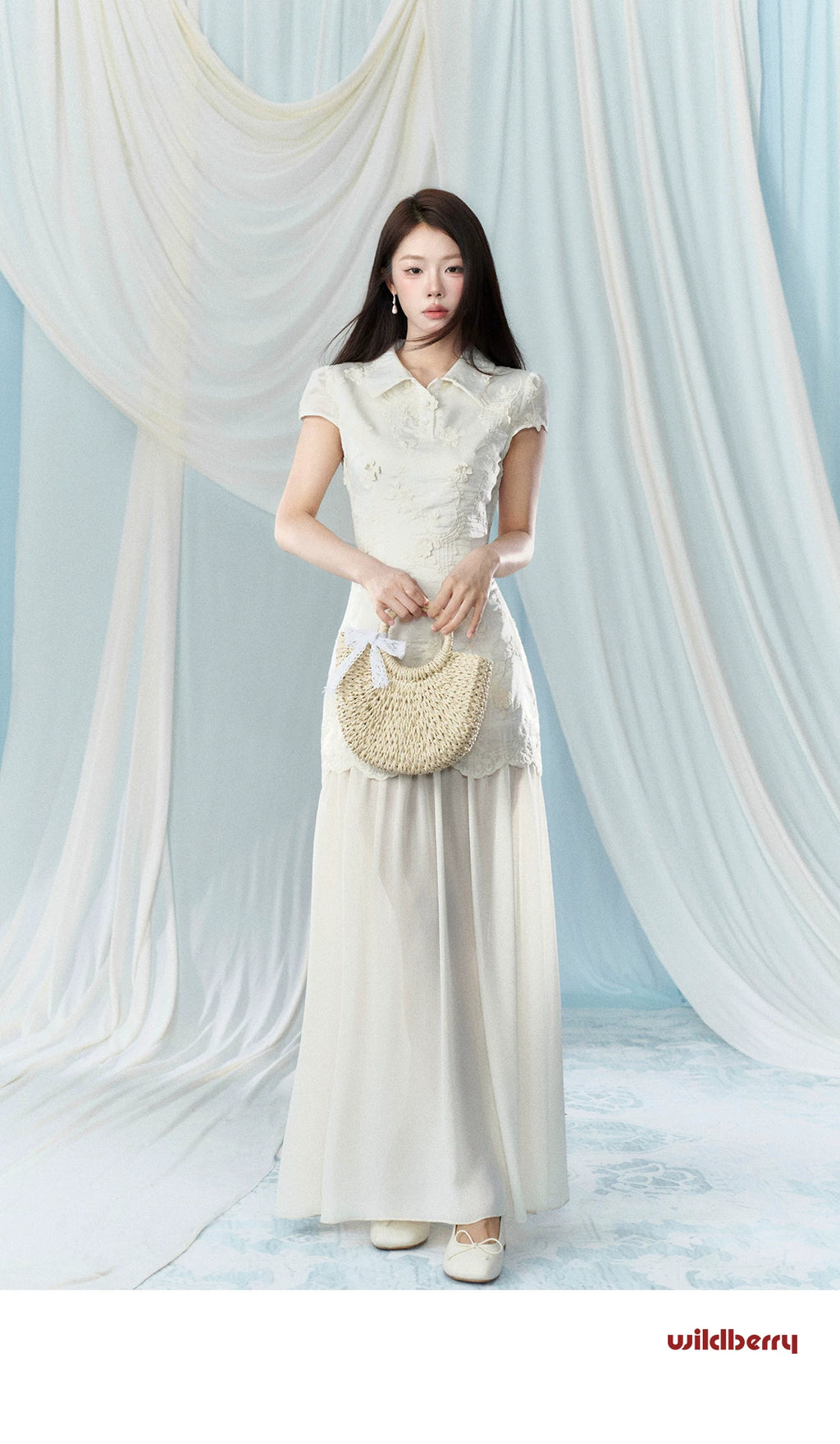 Wildberry Splicing Waist Embroidery Dress