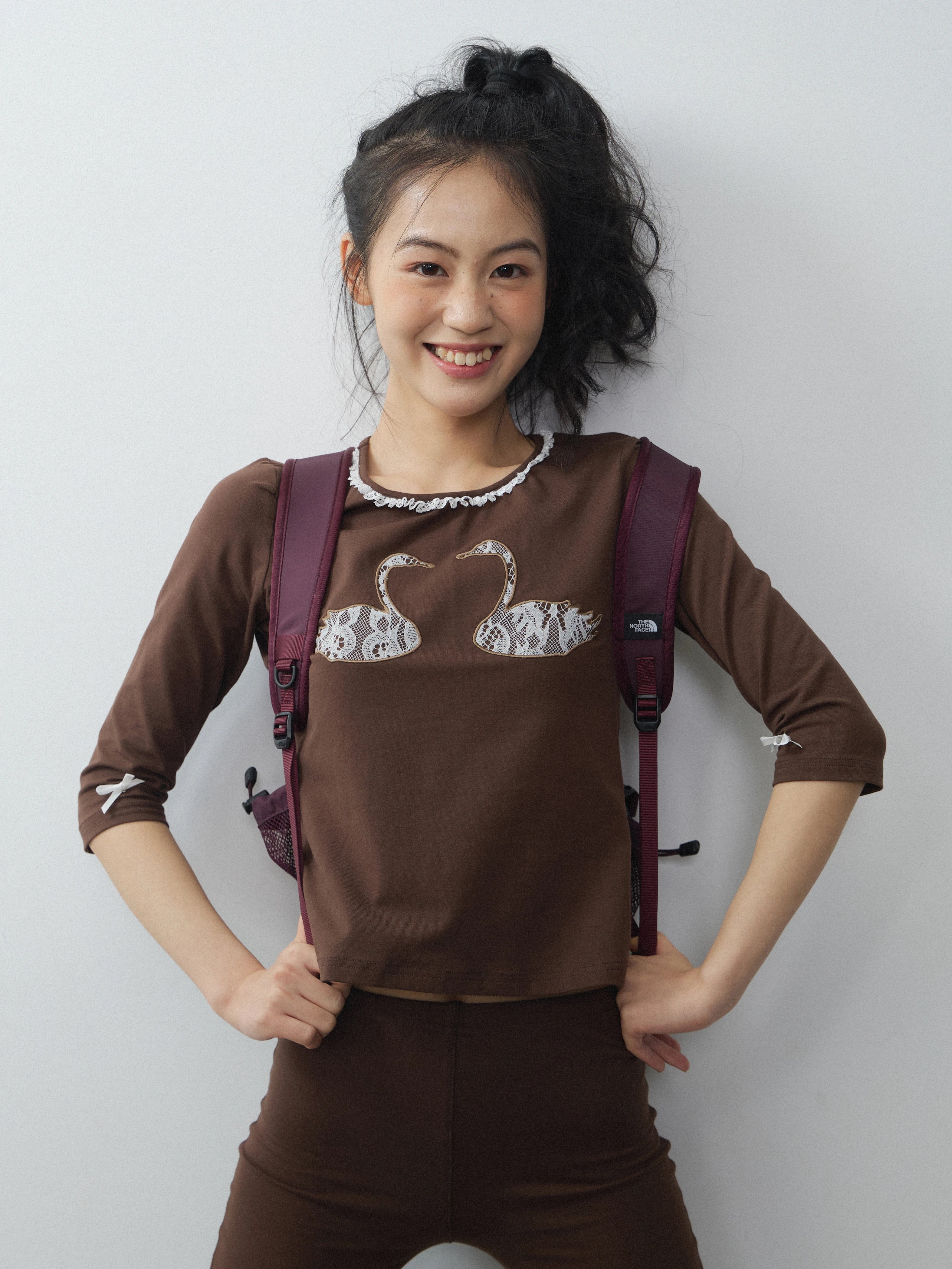 In Two Twos Lace Patch Embroidered Floral Tee