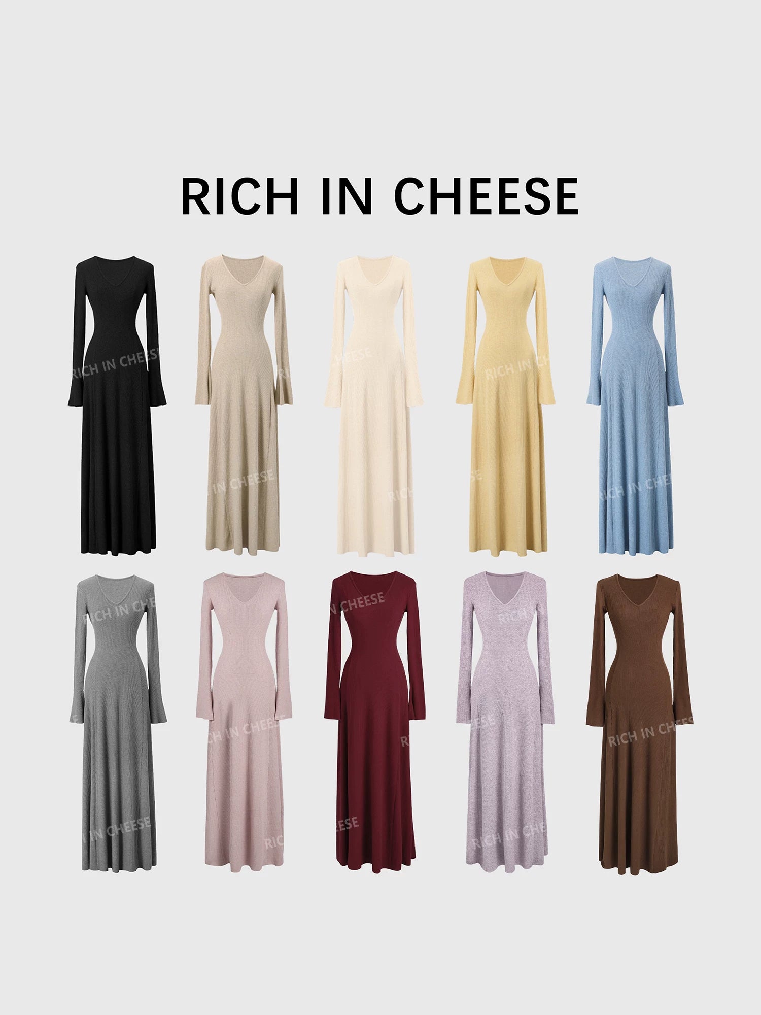 RICH IN CHEESE Knitted Waist Slim Dress