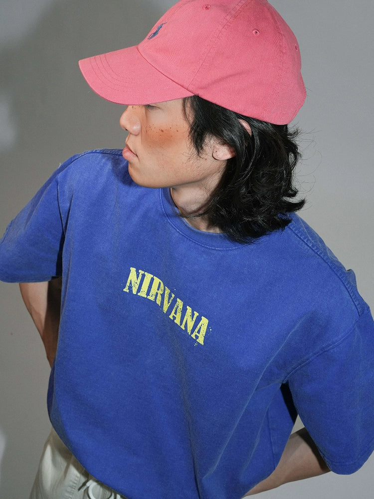 O3PARK Washed Old Heavy Retro Printing Tee