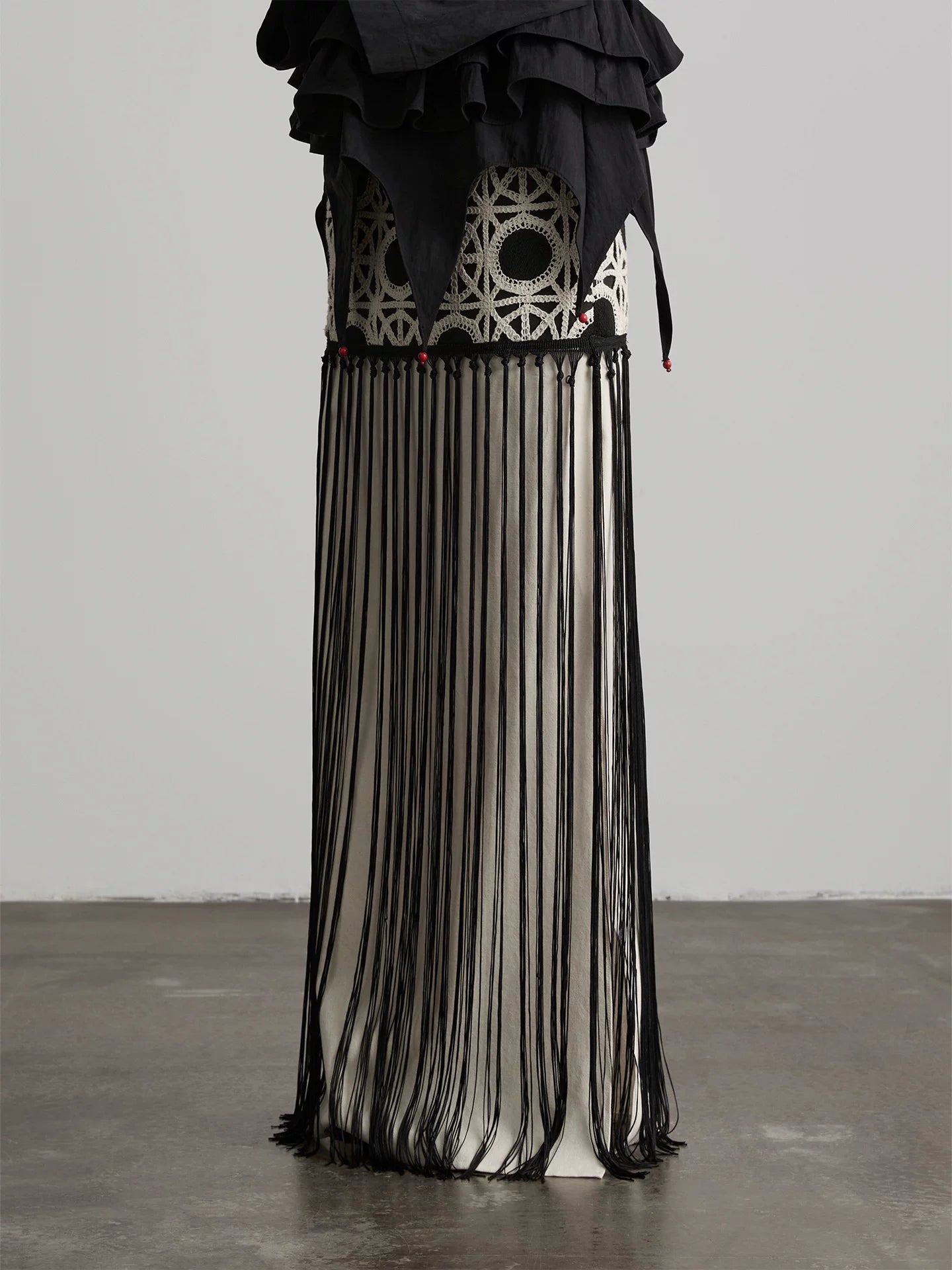 INDULGE Fringed Panelled Skirt