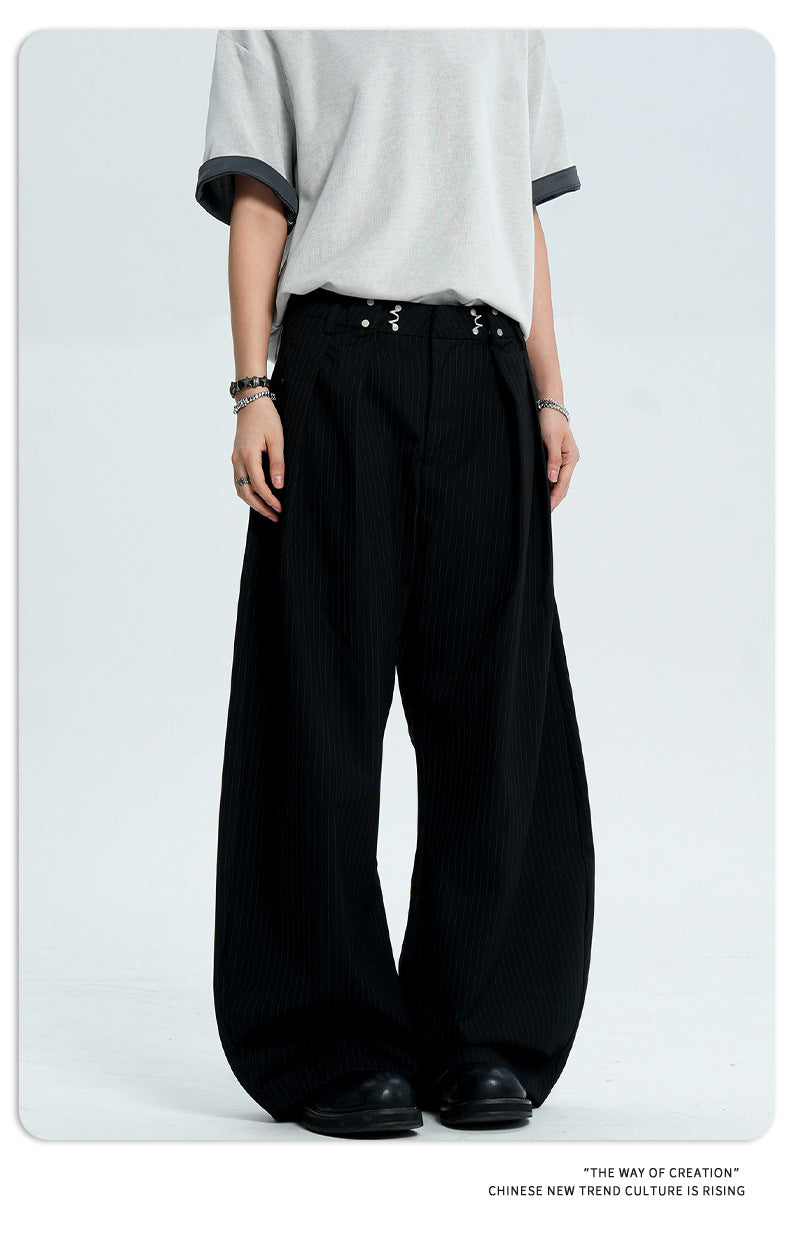 11KN Striped Skinny Casual Wide Leg Pants